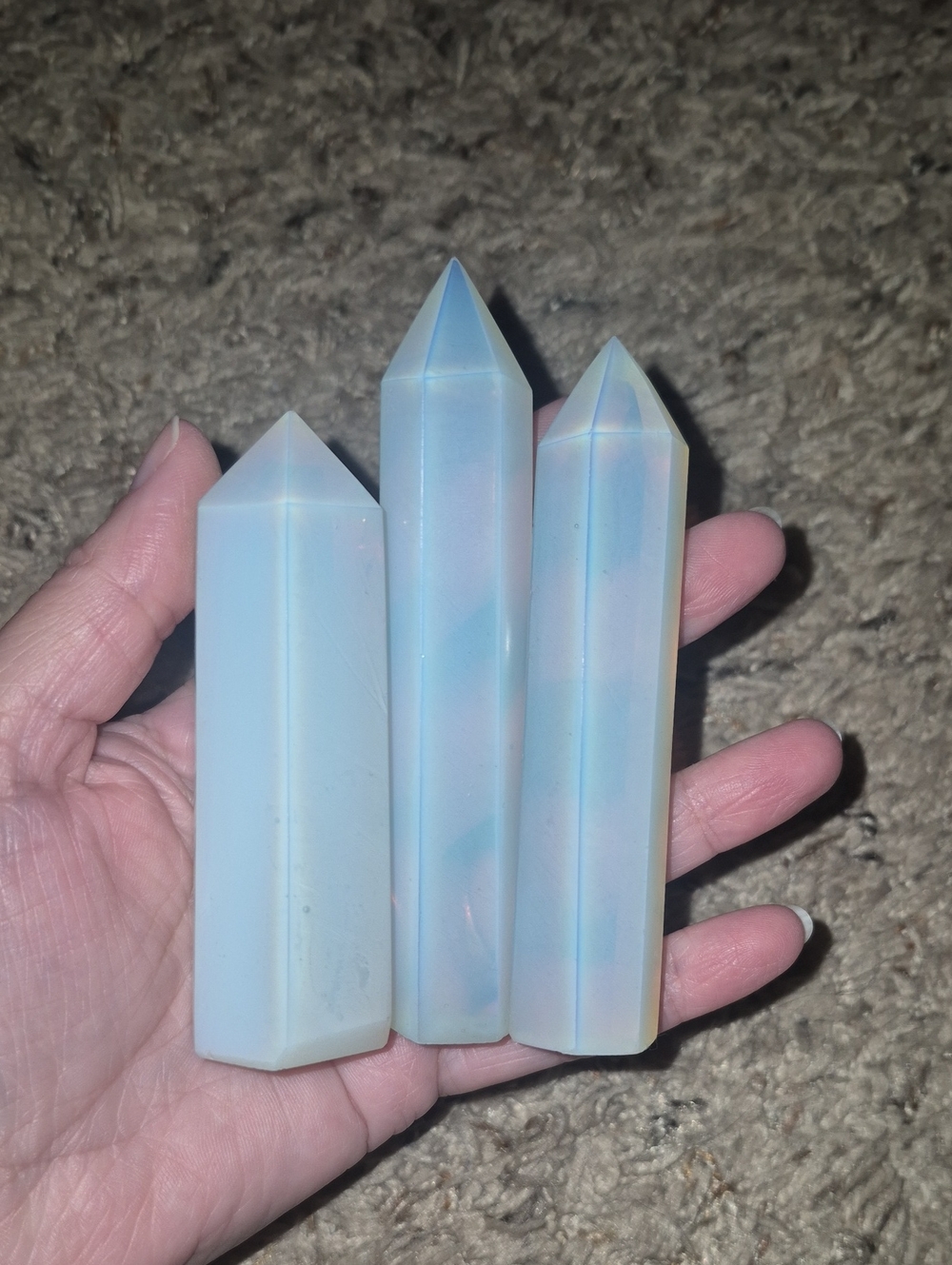 Opalite Crystal Point Set - Light Blue Healing Decor